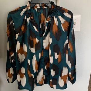 Ann Taylor teal leopard print blouse